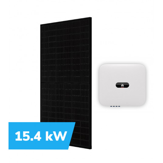  Saulės elektrinės komplektas 15.4 kW, moduliai JA Solar JAM54S31 395 MR All black + inverteris Huawei SUN2000-15KTL-M2 