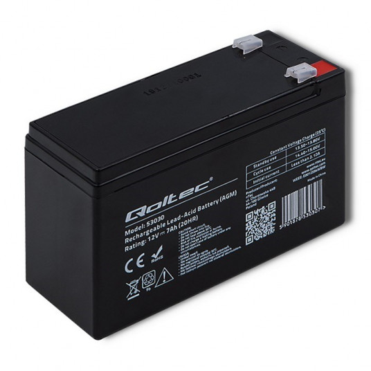  „Qoltec 53030“ AGM akumuliatorius | 12 V | 7Ah | maks. 105A 