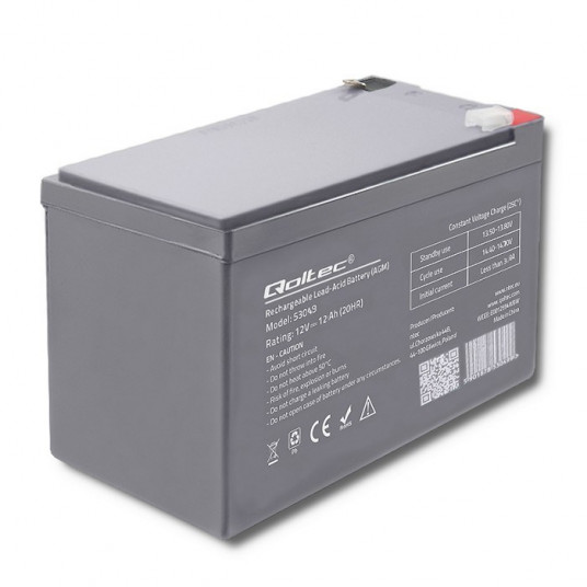  „Qoltec 53049“ AGM akumuliatorius | 12 V | 12Ah 