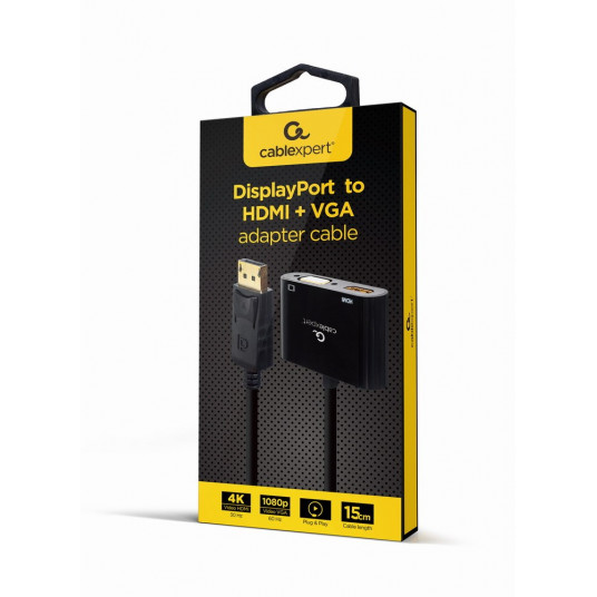  Gembird A-DPM-HDMIFVGAF-01 DisplayPort kištukinis HDMI lizdas + VGA vidinis adapterio kabelis, juodas 