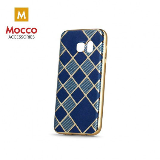  Mocco Geometric Plating Silicone Back Case for Apple iPhone 7 / 8 Blue - Gold 