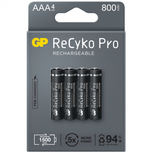  4 x AAA / R03 įkraunamos baterijos GP ReCyko Pro Ni-MH 800 mAh 