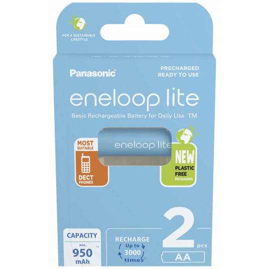  Panasonic Rechargeable Batteries ENELOOP Lite BK-3LCCE/2BE AA, 950 mAh, 2 pc(s) 