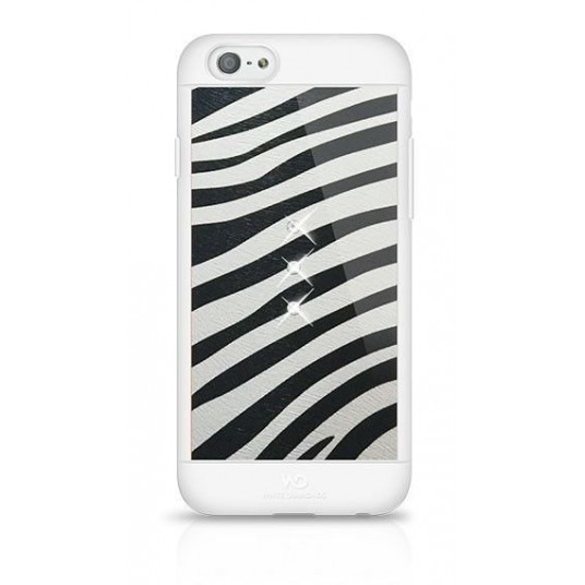Dėklas White Diamonds Safari Zebra Silicone Case With Swarovski Crystals for Apple iPhone 6 / 6S Black - White