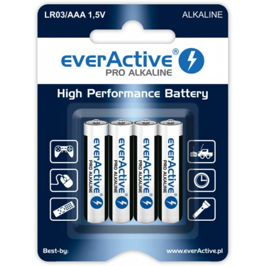  Baterijos LR03 everActive Pro Alkaline LR03 4xAAA 