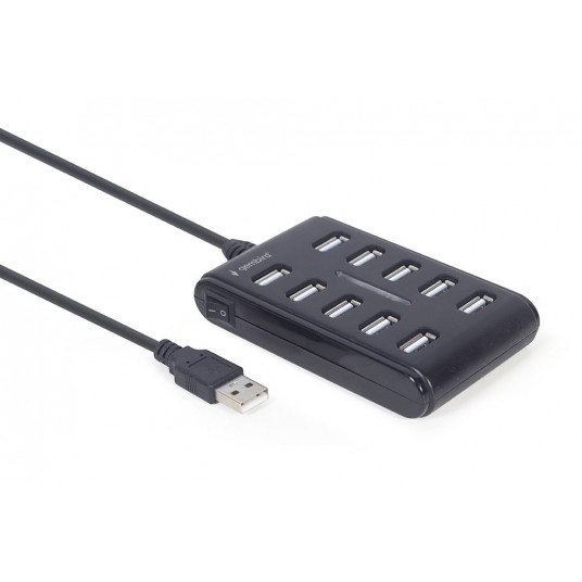  Gembird UHB-U2P10P-01 10 prievadų USB 2.0 šakotuvas, juodas 
