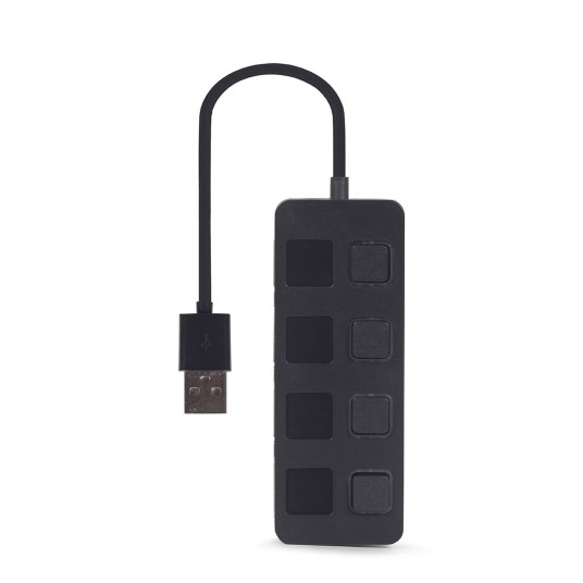  Gembird UHB-U2P4-05 USB 2.0 4 prievadų šakotuvas su jungikliais, juodas 