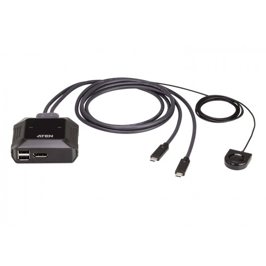  Aten US3312 2-Port USB-C 4K DisplayPort KVM Switch with Remote Port Selector 