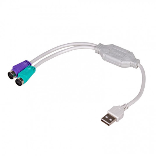  Akyga AK-AD-15 PS/2 kabelis 0,25 m 2x 6-p Mini-DIN USB A Balta 