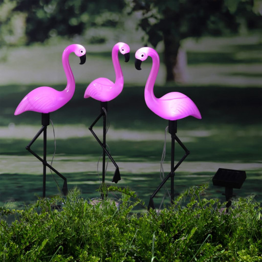  HI Saulės energija įkraunamas LED sodo papuošimas Flamingo, 3vnt. 