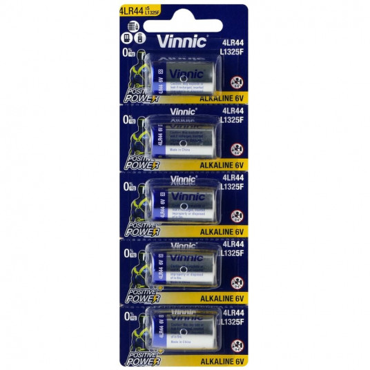  Specializuotas akumuliatorius Vinnic 4LR44 / L1325F / 544A / A544 lizdinė plokštelė, 5 vnt. 