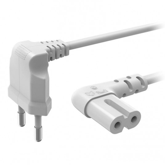  Powercord Hama 2-pin 90° 3m white 