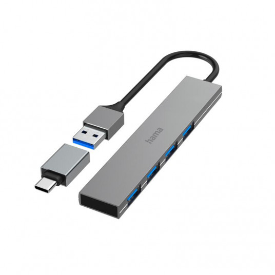 USB hub Hama 4 pesa USB 3.0 Ultra-Slim + USB-C Adapter