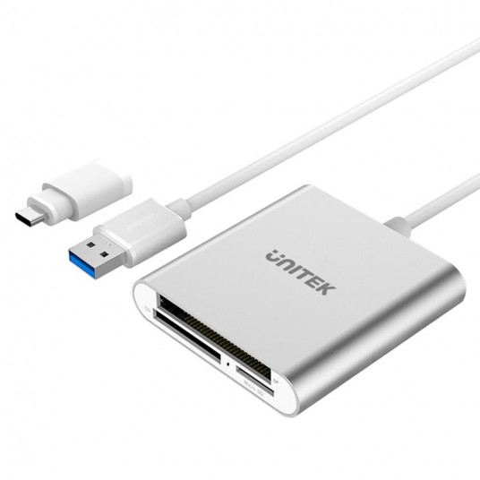  UNITEK Y-9313 kortelių skaitytuvas USB 3.2 Gen 1 (3.1 Gen 1) Sidabras 