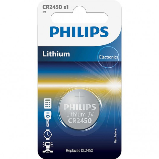  Battery Philips CR2450 Lithium 3 V (24.5 x 5.0) 