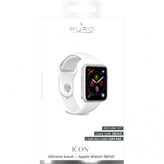  Silikoninė apyrankė PURO skirta Apple Watch, 40mm, balta / AW40ICONWHI 