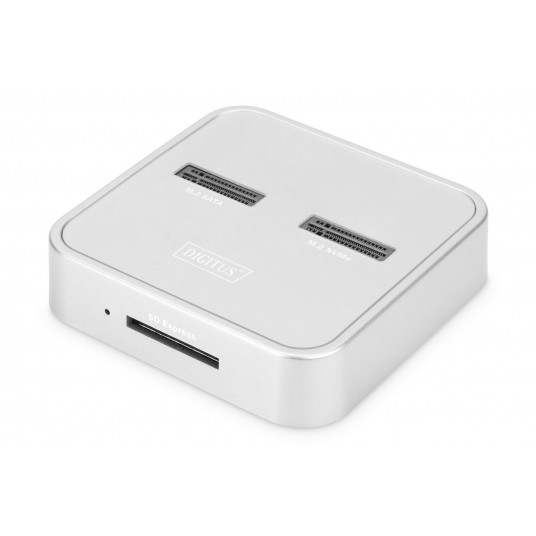 Digitus DA-71546 knyginių kompiuterių dokas / jungčių replikatorius Vielinis USB 3.2 Gen 2 (3.1 Gen 2) Type-C Sidabras