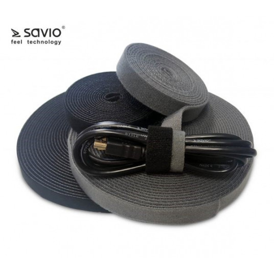  Savio kabelių tvarkyklė, juosta, Velcro, juoda, 10 m OC-01/B 1 vnt. 