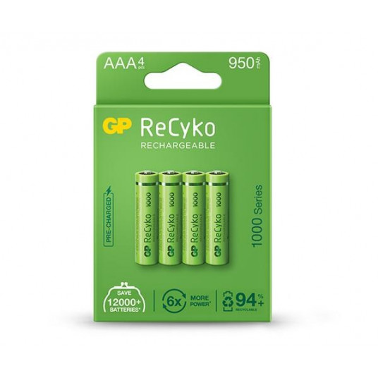  4 x AAA / R03 įkraunamos baterijos GP ReCyko 1000 Series Ni-MH 950mAh 