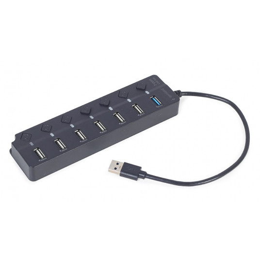  Gembird UHB-U3P1U2P6P-01 7 prievadų USB šakotuvas (1 x USB 3.1 + 6 x USB 2.0) su jungikliais, juodas 