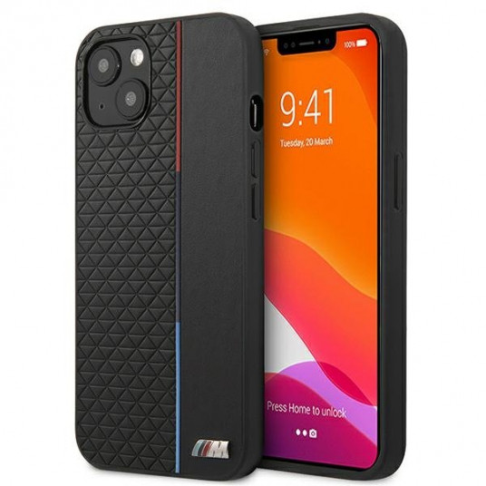  BMW M Collection BMHCP13STRTBK Leather Back Case For Apple iPhone 13 Mini Black 