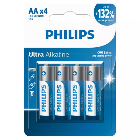  Battery Philips Ultra Alkaline AA 4-blister 