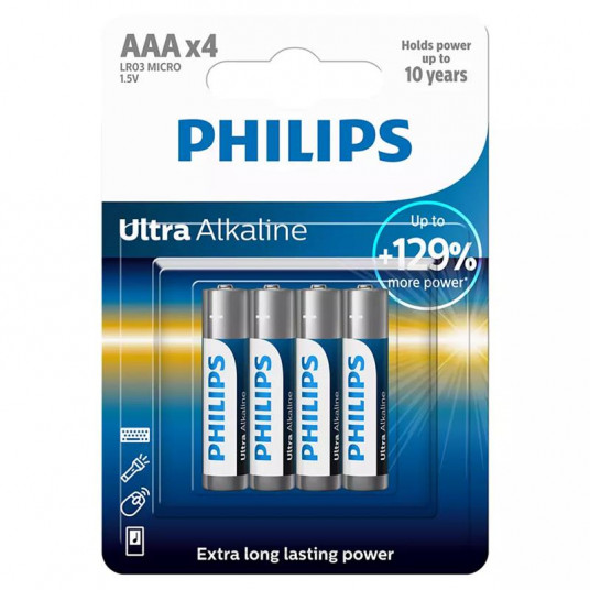  Battery Philips Ultra Alkaline AAA 4-blister 