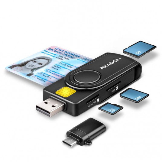  ID-smart card reader Axagon USB-A/USB-C 4-slots 